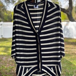 BCBG MAXAZRIA Striped Navy & Cream Women's Sweater XS/S